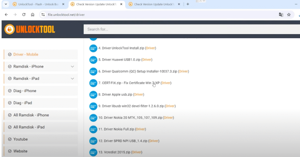 Driver tại unlocktool