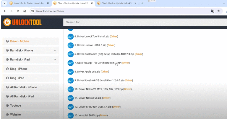 Driver tại unlocktool