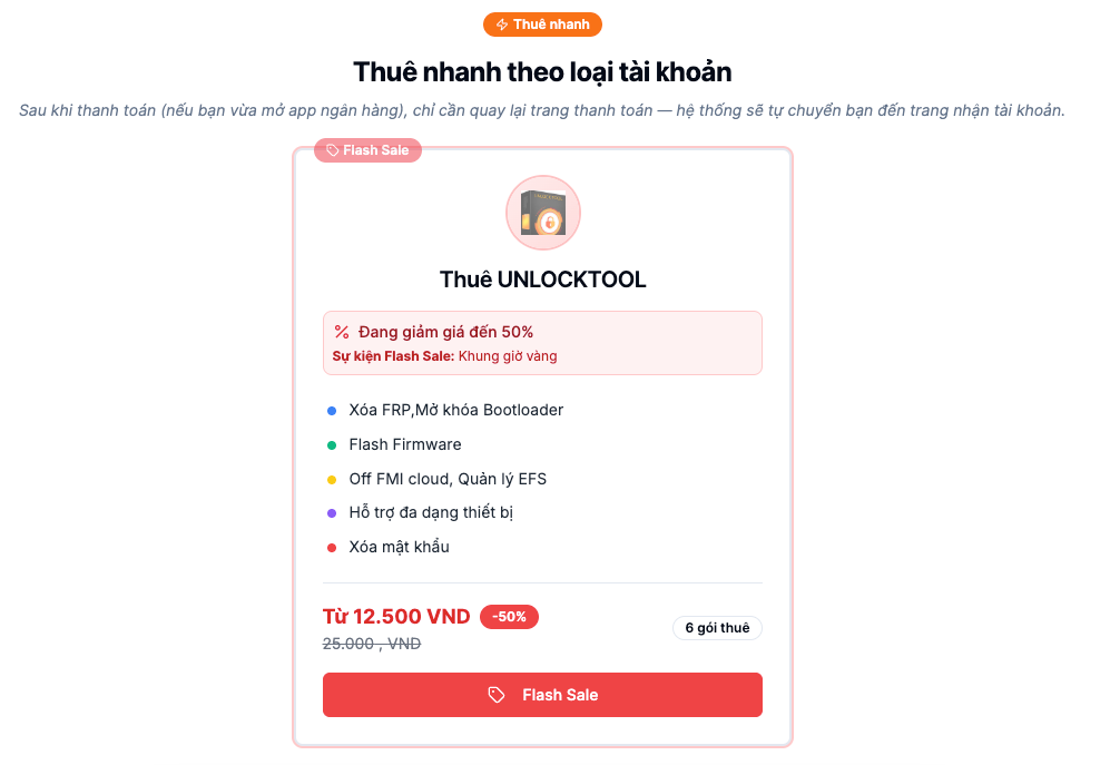 Thuê unlocktool trong khung giờ vàng giá rẻ Thuê unlocktool trong khung giờ vàng giá rẻ