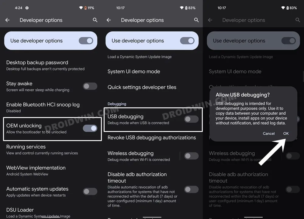 Enable USB Debugging and OEM Unlocking on Google Pixel